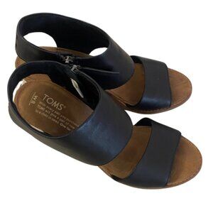 Toms Chunky Heel Black and Tan Womens Size 8